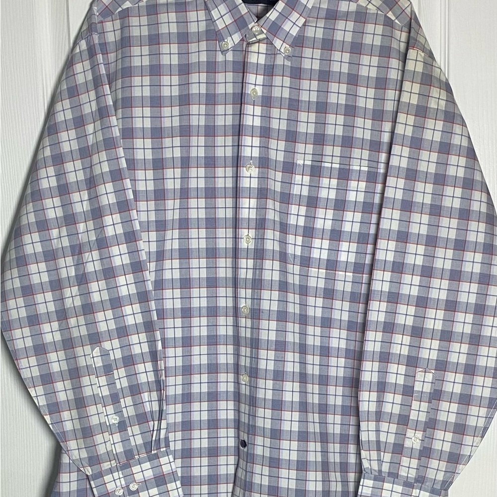 Tommy Hilfiger Blue and White Plaid Button-Down Shirt